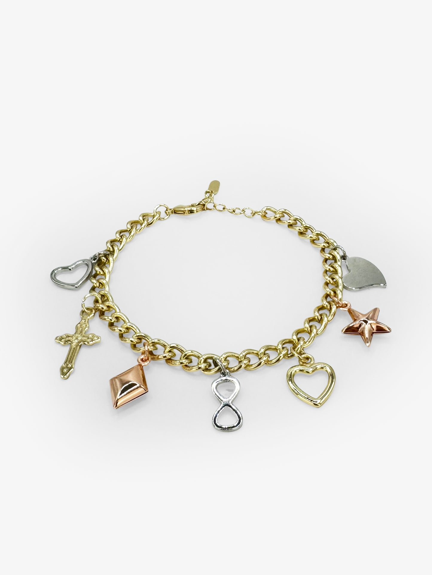 14k Gold Tri-Colour Pendant Bracelet