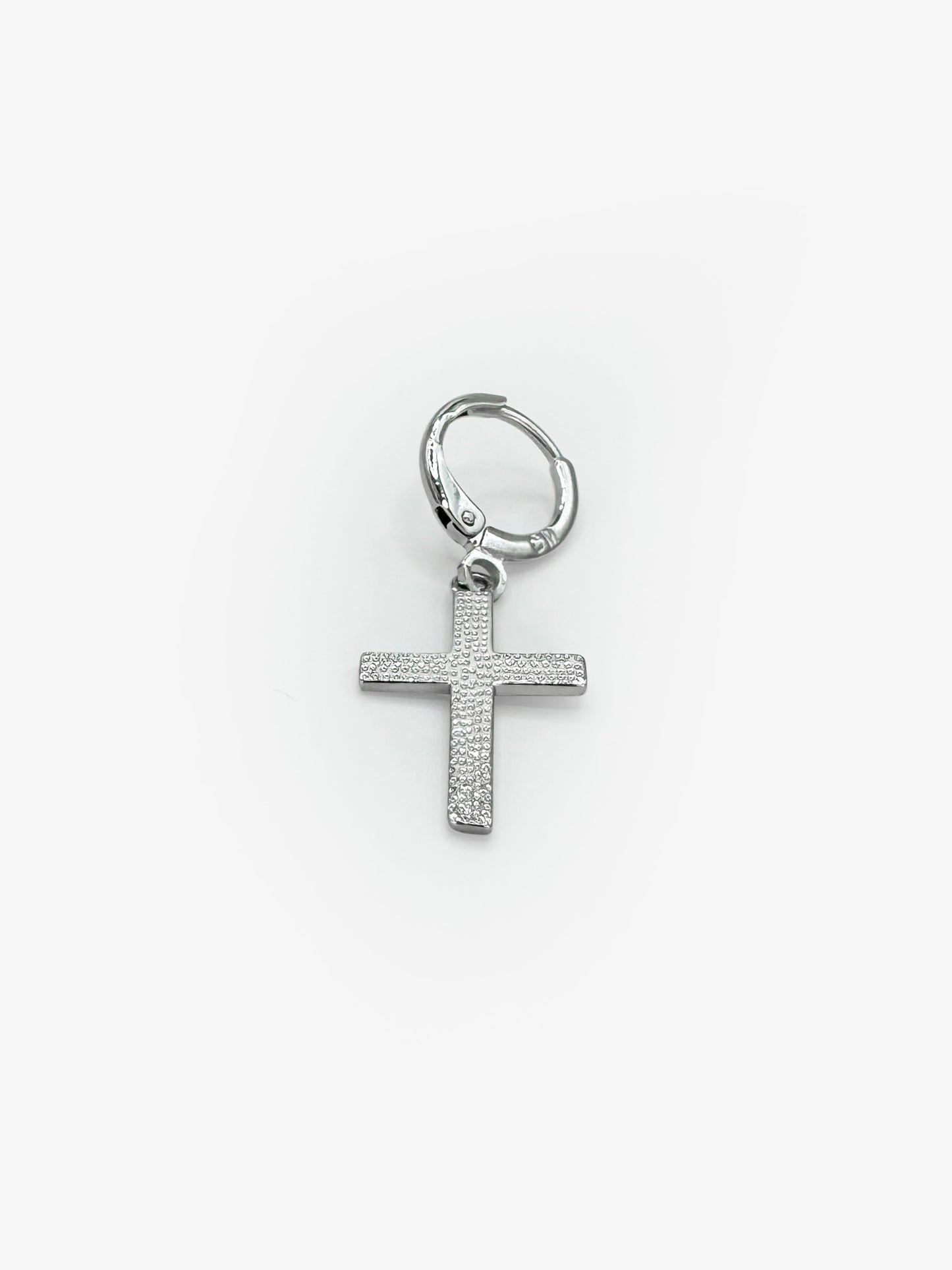 14k White Gold Dangle Cross Earring