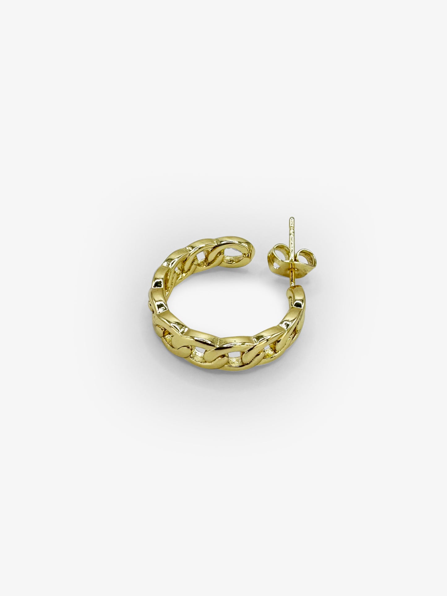 14k Gold Cuban Hoop Earring